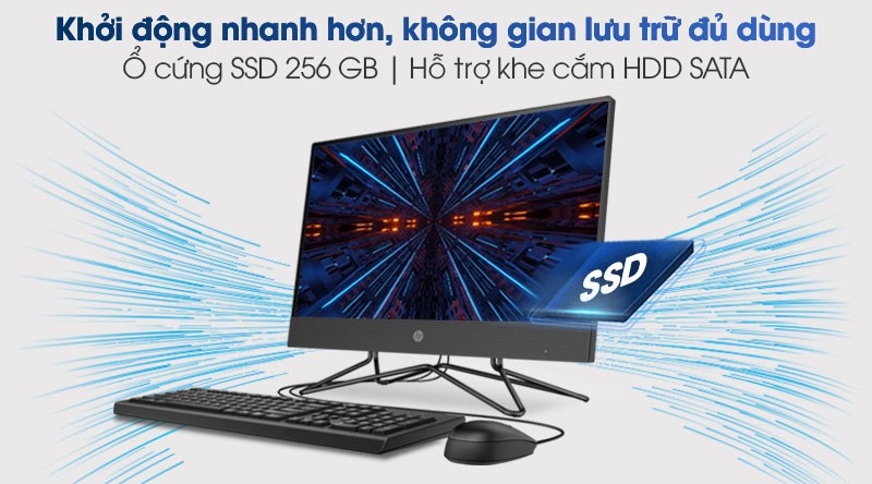 HP 205 Pro G4 AIO R3 4300U/4GB/256GB/21.5 inch Full HD/Bàn phím/Chuột/Win10 (31Z16PA)