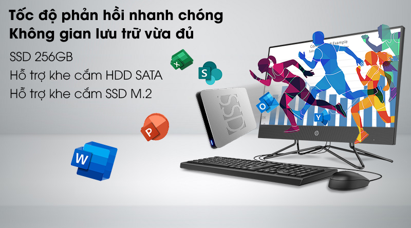 Máy tính để bàn HP 200 Pro G4 AIO i3 (2J860PA) - SSD