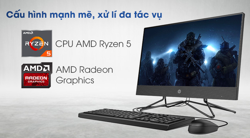 HP 205 Pro G4 AIO R5 4500U/8GB/256GB/21.5 inch Full HD/Bàn phím/Chuột/Win10 (31Y60PA)