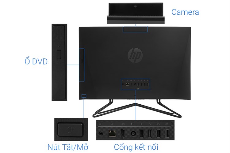 HP 205 Pro G4 AIO R5 4500U/8GB/256GB/21.5 inch Full HD/Bàn phím/Chuột/Win10 (31Y60PA) Màu Đen