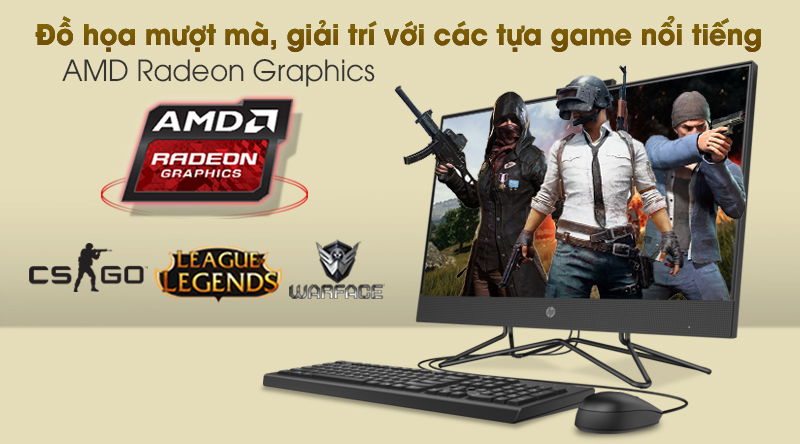 HP 205 Pro G4 AIO R3 4300U/4GB/256GB/23.8 inch Full HD/Bàn phím/Chuột/Win10 (31Y22PA)