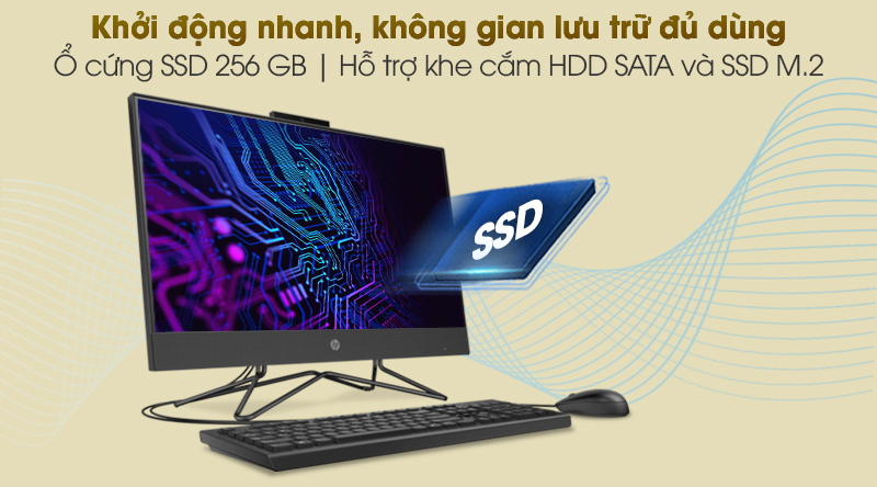 HP 205 Pro G4 AIO R3 4300U/4GB/256GB/23.8 inch Full HD/Bàn phím/Chuột/Win10 (31Y22PA)