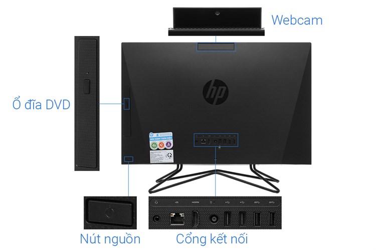 HP 205 Pro G4 AIO R3 4300U/4GB/256GB/23.8 inch Full HD/Bàn phím/Chuột/Win10 (31Y22PA) Màu Đen