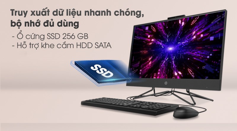 HP 205 Pro G4 AIO R5 4500U/8GB/256GB/23.8 inch Full HD/Bàn phím/Chuột/Win10 (31Y21PA)