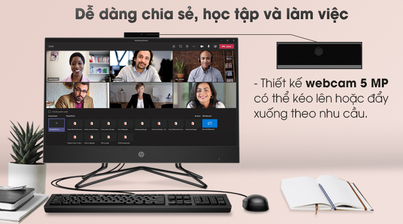 HP 205 Pro G4 AIO R5 4500U/8GB/256GB/23.8 inch Full HD/Bàn phím/Chuột/Win10 (31Y21PA)