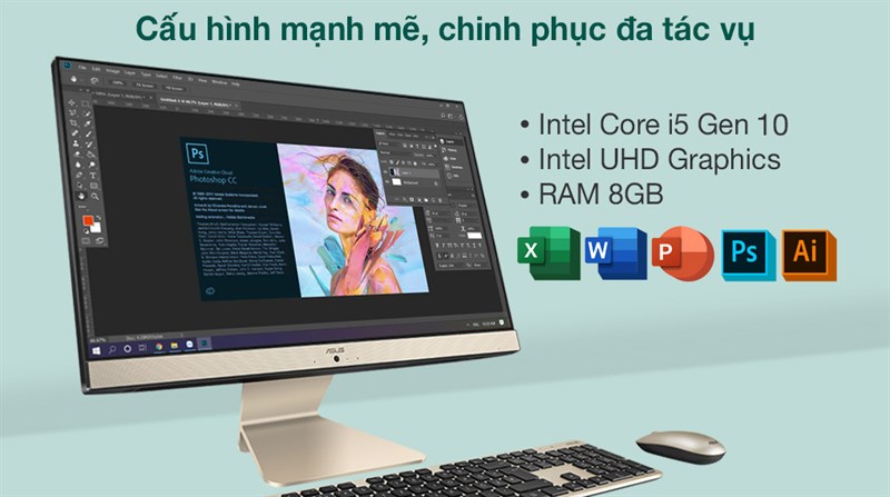 Asus Vivo AIO V222FAK i5 10210U/8GB/512GB/21.5 inch Full HD/Bàn phím/Chuột/Win10 (BA220T)