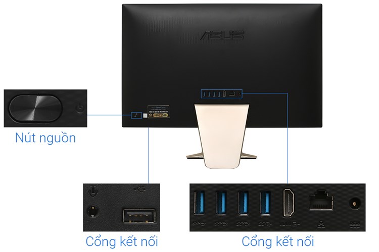 Asus Vivo AIO V222FAK i5 10210U/8GB/512GB/21.5 inch Full HD/Bàn phím/Chuột/Win10 (BA220T) Màu Đen