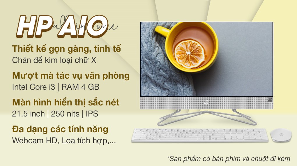HP AIO 22 df0131d i3 10100T/4GB/256GB/21.5 inch Full HD/Bàn phím/Chuột/Win10 (180N4AA)