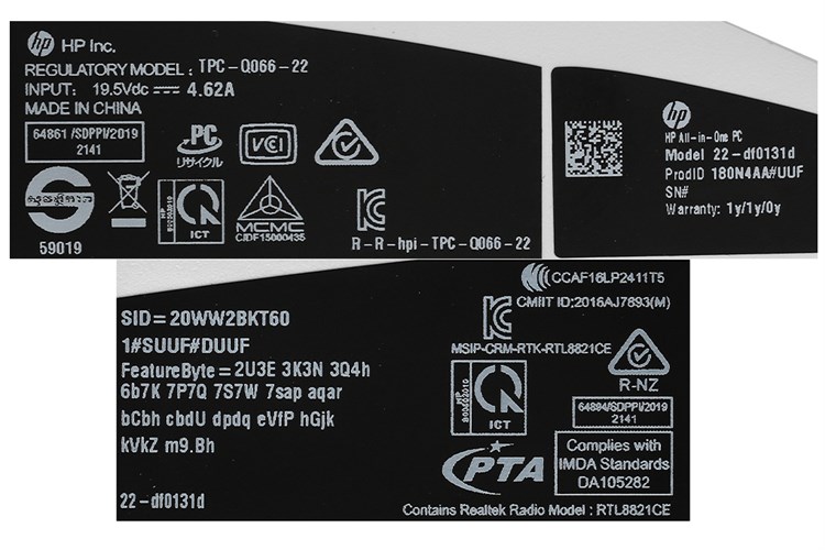 HP AIO 22 df0131d i3 10100T/4GB/256GB/21.5 inch Full HD/Bàn phím/Chuột/Win10 (180N4AA) Màu Trắng