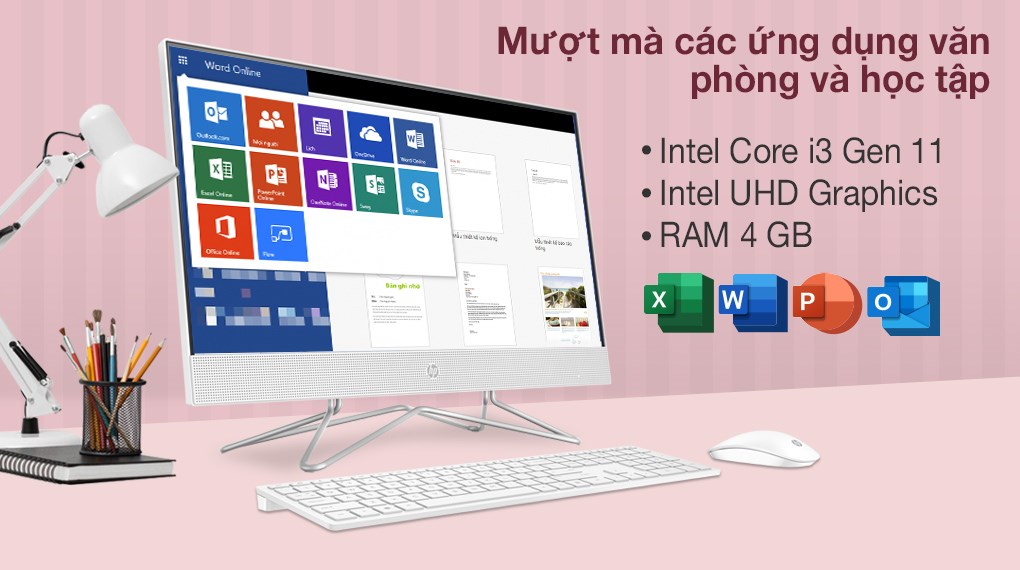 HP AIO 24 df1032d i3 1125G4/4GB/512GB/23.8 inch FullHD/Touch/Bàn phím/Chuột/Win10 (4B6E5PA)