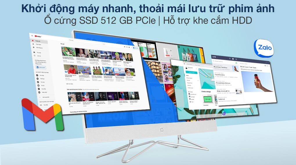 HP AIO 24 df1028d i5 1135G7/8GB/512GB/23.8" FullHD/Touch/Bàn phím/Chuột/Win10 (4B6E1PA)