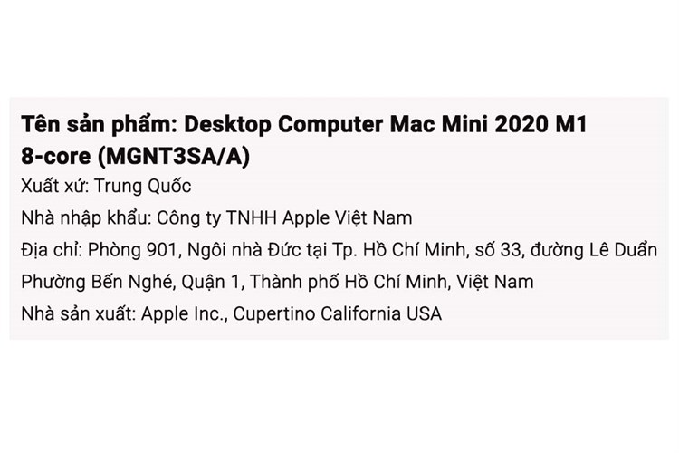 Mac Mini 2020 M1 8-core/8GB/512GB/Silver (MGNT3SA/A) Màu Bạc