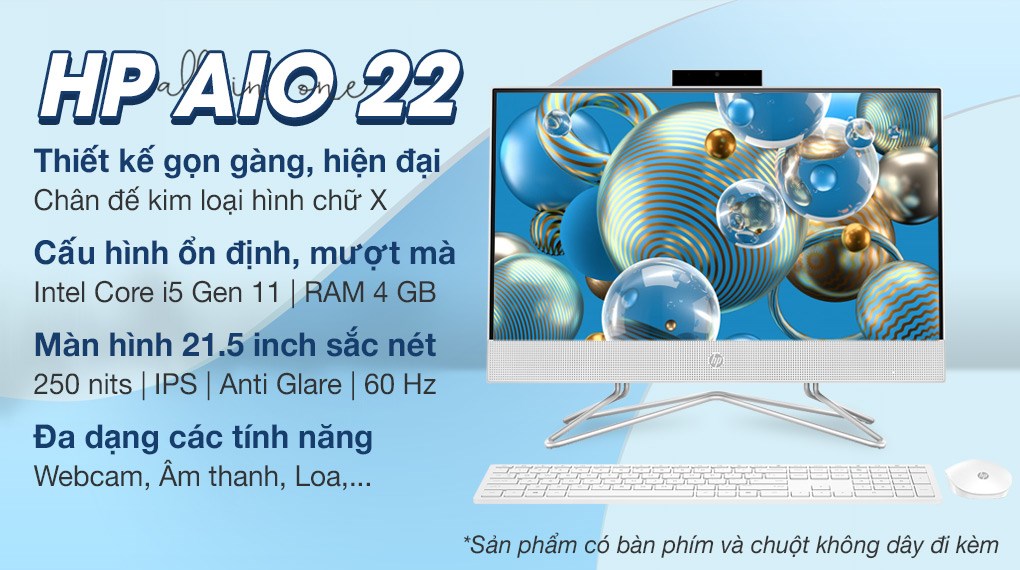 Máy tính để bàn HP AIO 22 df1020d i5 1135G7 (4B6D8PA) giá rẻ