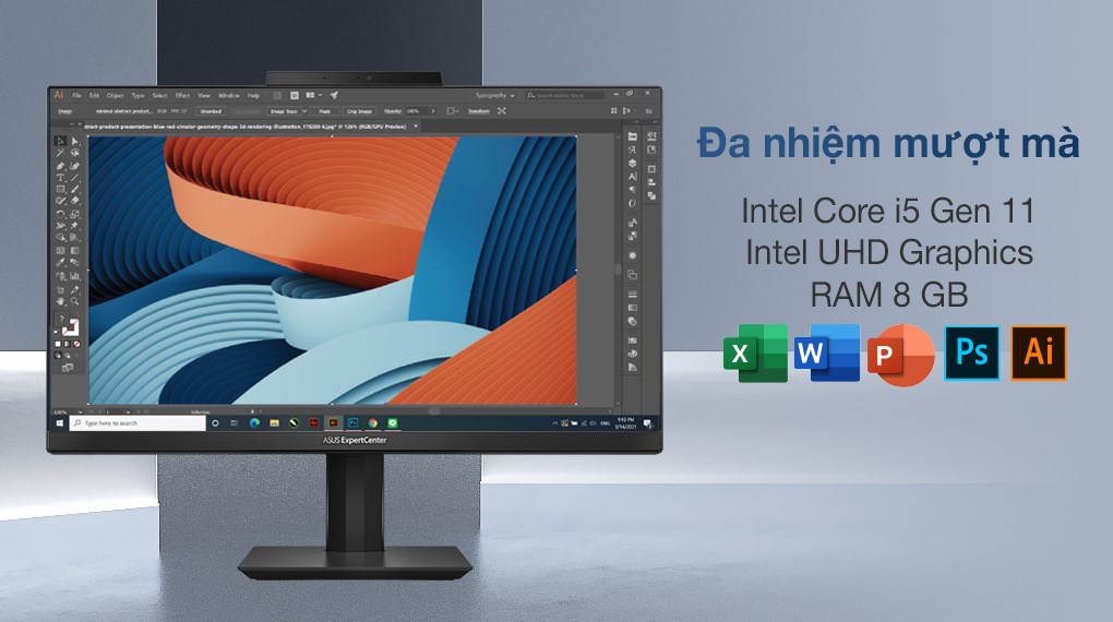 Asus ExpertCenter AIO E5402WH i5 11500B/8GB/512GB/23.8" FullHD/Touch/Bàn phím/Chuột/Win10 (BA042T)