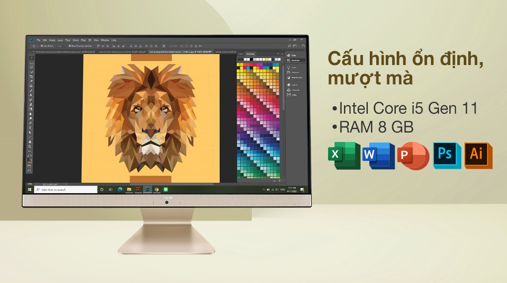 Asus AIO V241E i5 1135G7/8GB/512GB/2GB MX330/23.8" FullHD/Touch/Bàn phím&Chuột/Win10 (BA015T)