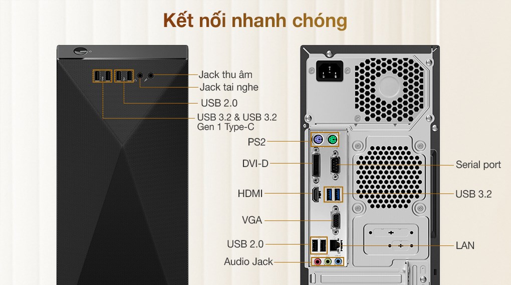 Asus S500MC i3 10105/4GB/256GB/Bàn phím & Chuột/Win11 (310105047W)