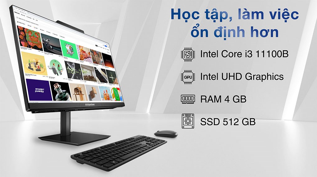 Asus ExpertCenter AIO E5202WHAK i3 11100B/4GB/512GB/Chuột&Bàn phím/Win11 (BA019W)
