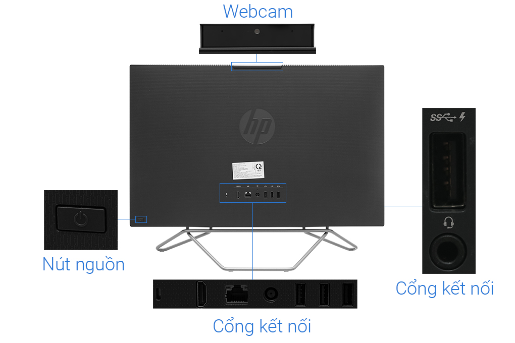 HP 205 Pro G8 AIO R3 5300U/4GB/256GB/23.8inch FHD/Bàn phím&Chuột//Win11 (5R3F1PA)