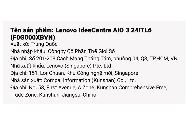 Lenovo IdeaCentre AIO 3 24ITL6 i5 1135G7/8GB/256GB/23.8"FullHD/Bàn phím&Chuột/Win11 (F0G000XBVN) Màu Đen