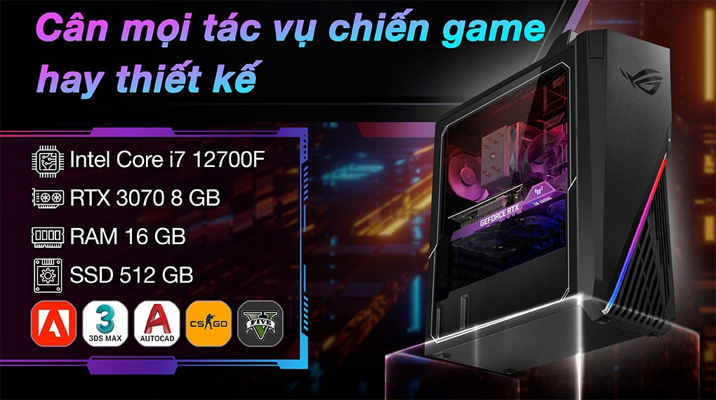 PC Gaming Asus ROG Strix G15CF-71270F110W i7 12700F/16GB/512GB/8GB RTX3070/Win11