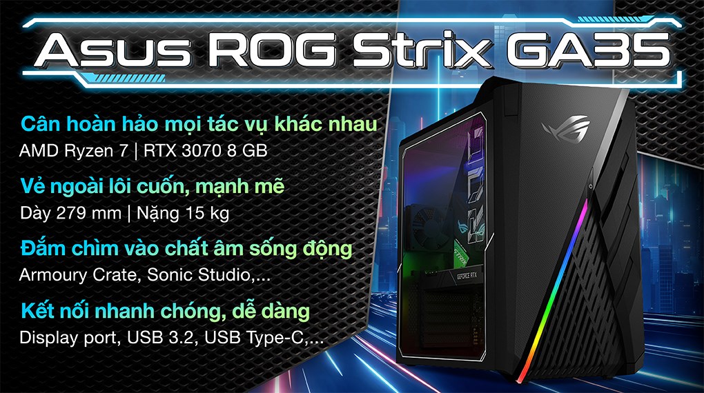 PC Gaming Asus ROG Strix G35DX-VN003W R7 - Chính hãng, trả góp