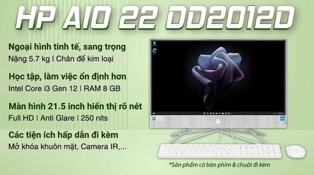 HP AIO 22 dd2012d i3 1215U/8GB/256GB/21.5"FullHD/Bàn phím/Chuột/Win11 (6K7G5PA)