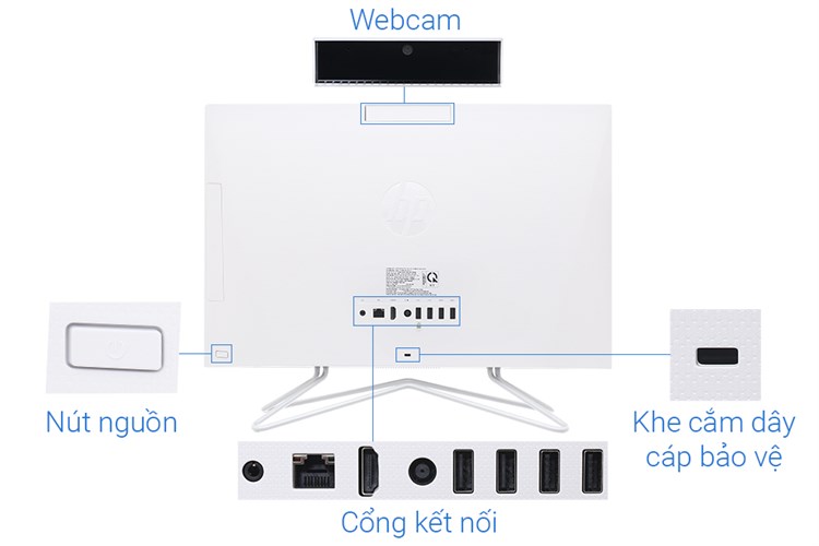 HP AIO 22 dd2002d i5 1235U/8GB/512GB/21.5"FullHD/Bàn phím/Chuột/Win11 (6K7G1PA) Màu Trắng