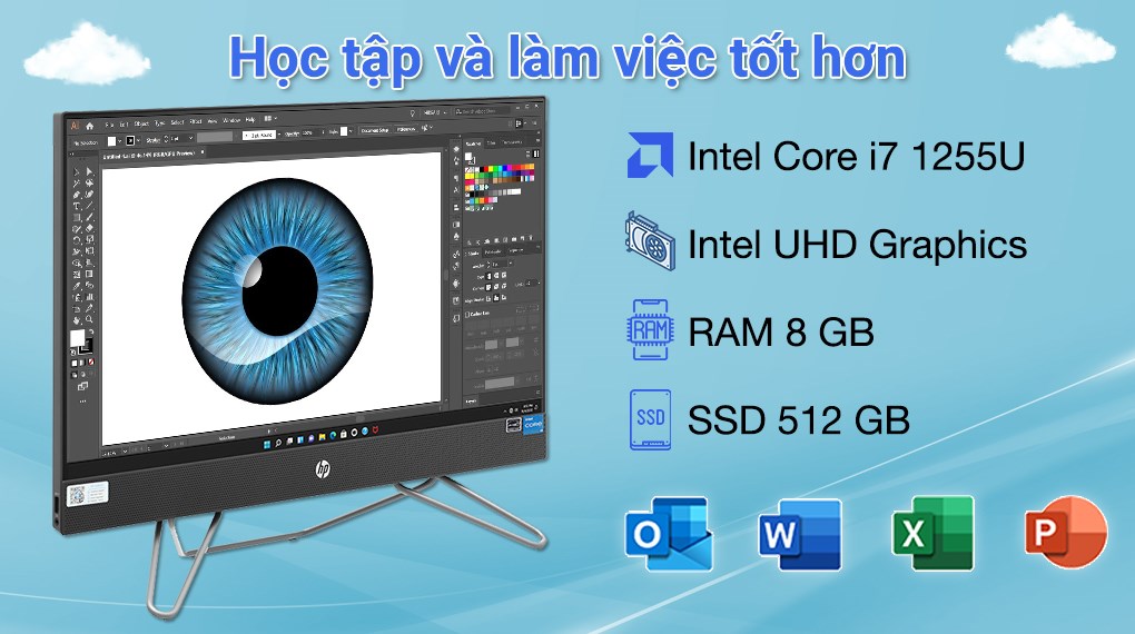 HP AIO ProOne 240 G9 i7 1255U/8GB/512GB/23.8"FullHD/Bàn phím/Chuột/Win11 (6M3V4PA)