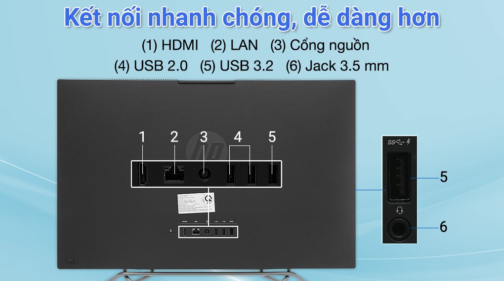 HP AIO ProOne 240 G9 i7 1255U/8GB/512GB/23.8"FullHD/Bàn phím/Chuột/Win11 (6M3V4PA)