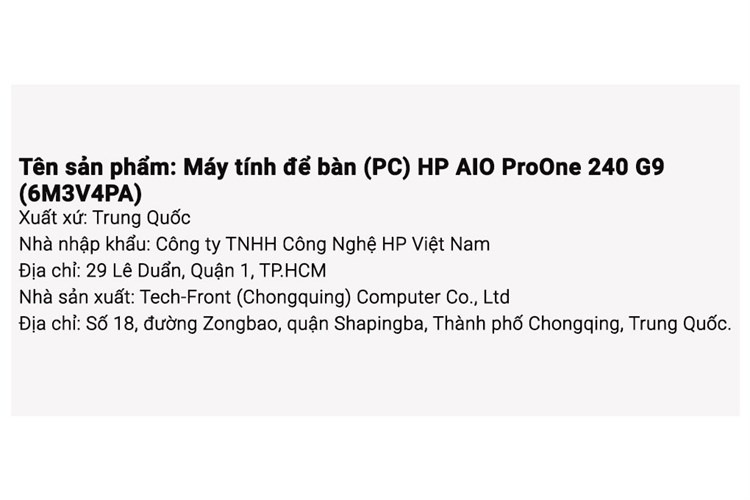 HP AIO ProOne 240 G9 i7 1255U/8GB/512GB/23.8"FullHD/Bàn phím/Chuột/Win11 (6M3V4PA) Màu Đen