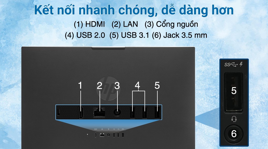 HP AIO ProOne 205 G8 R5 5500U/8GB/512GB/23.8"FullHD/Bàn phím/Chuột/Win11 (5S3Z9PA)