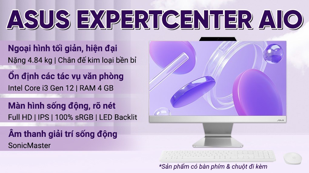 Asus ExpertCenter AIO A3202WBAK i3 1215U/4GB/512GB/21.45"FullHD/Bàn phím/Chuột/Win11 (WA018W)