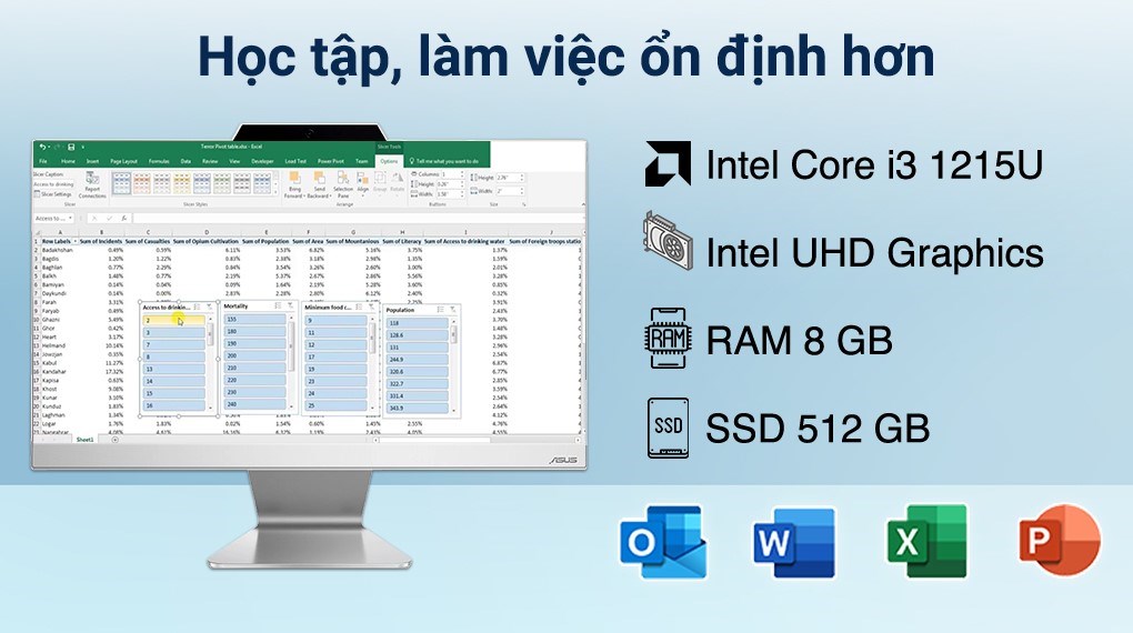 Asus ExpertCenter AIO A3202WBAK i3 1215U/8GB/512GB/21.45"FullHD/Bàn phím/Chuột/Win11 (WA024W)