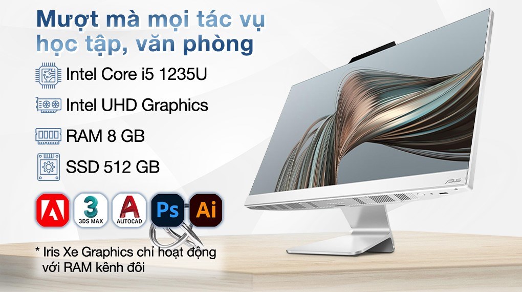 Asus ExpertCenter AIO A3402WBAT i5 1235U/8GB/512GB/23.8"FullHD/Touch/Bàn phím/Chuột/Win11 (WA013W)