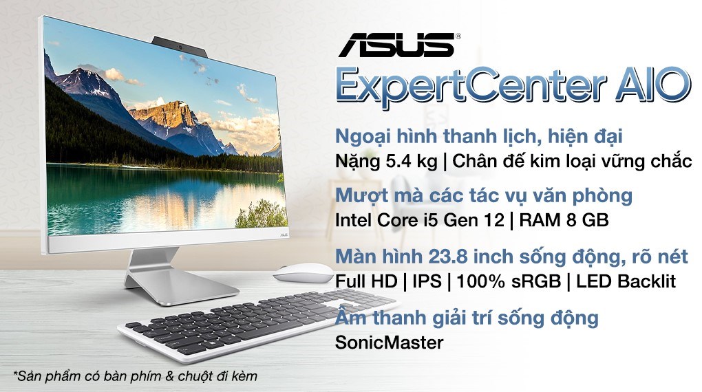 Asus ExpertCenter AIO A3402WBAT i5 1235U/8GB/512GB/23.8"FullHD/Touch/Bàn phím/Chuột/Win11 (WA013W)