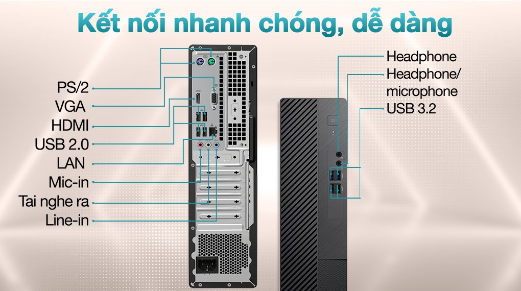 Asus S500SD i3 12100/4GB/256GB/Bàn phím/Chuột/Win11 (312100029W)