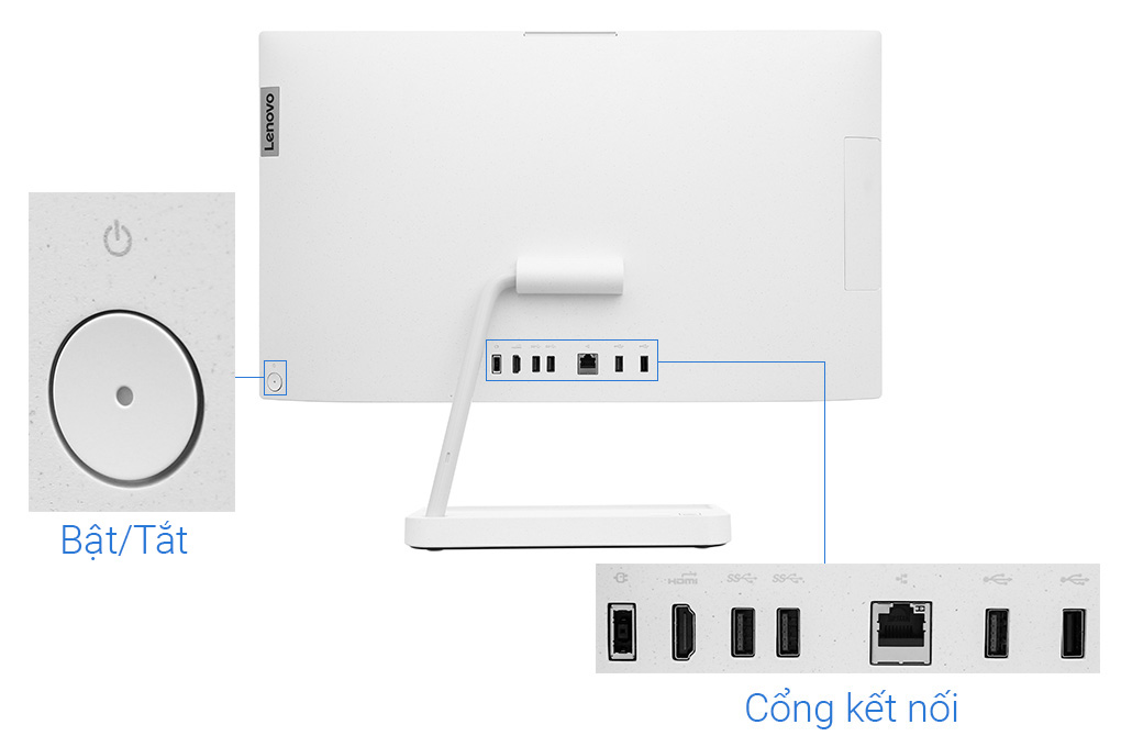 Lenovo IdeaCentre AIO 3 24IAP7 i3 1215U/4GB/256GB/23.8"F/Bàn phím/Chuột/Win11 (F0GH00FUVN) Màu Trắng