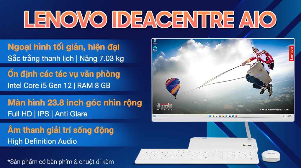 Lenovo IdeaCentre AIO 3 24IAP7 i5 1235U/8GB/256GB/23.8"F/Bàn phím/Chuột/Win11 (F0GH00JWVN)