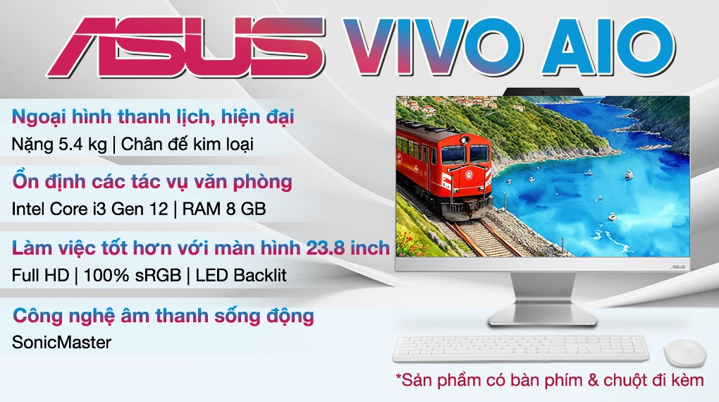 Asus Vivo AIO A3402WBAK i3 1215U/8GB/512GB/23.8"F/Bàn phím/Chuột/Win11 (WA070W)