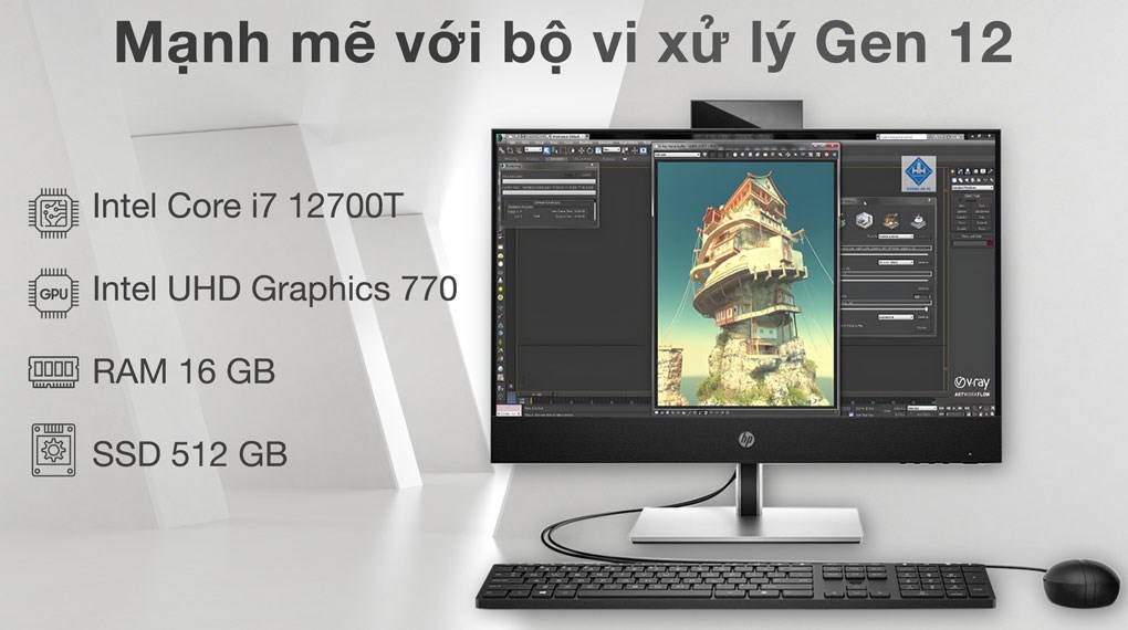 HP ProOne 440 G9 AIO i7 12700T/16GB/512GB/23.8"F/Touch/Bàn phím/Chuột/Win11 (6M3Y4PA)