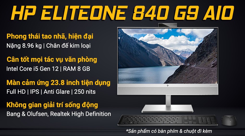 HP EliteOne 840 G9 AIO i5 12500/8GB/512GB/23.8"F/Touch/Bàn phím/Chuột/Win11 Pro (76N56PA)