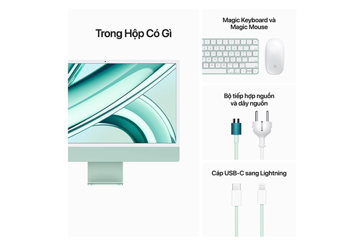 iMac 24 inch 4.5K M3 8GB/256GB Màu Xanh lá