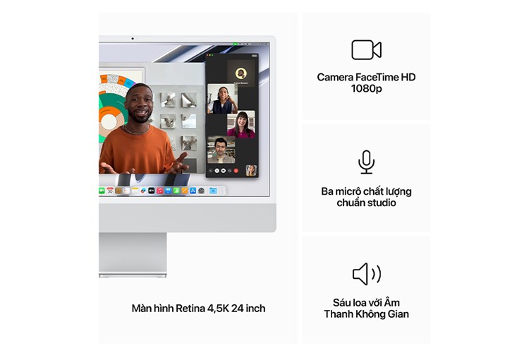 iMac 24 inch 4.5K M3 8GB/256GB Màu Bạc