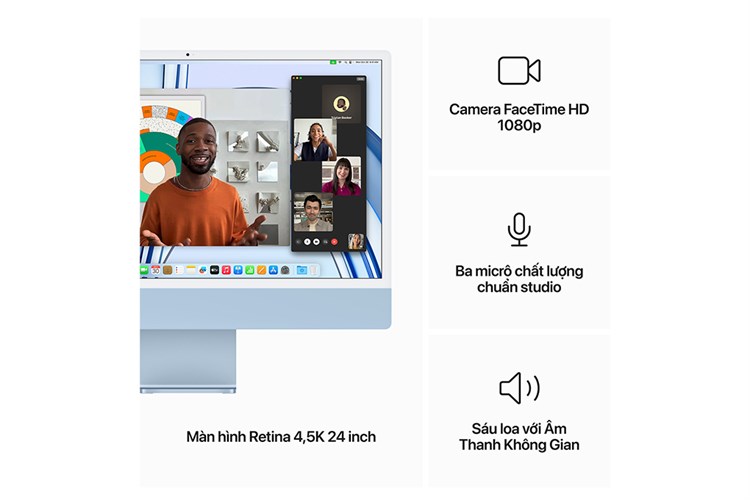 iMac 24 inch 4.5K M3 8GB/512GB Màu Xanh Dương