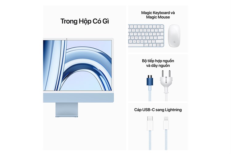 iMac 24 inch 4.5K M3 8GB/512GB Màu Xanh Dương