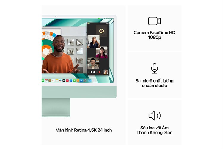 iMac 24 inch 4.5K M3 8GB/512GB Màu Xanh lá