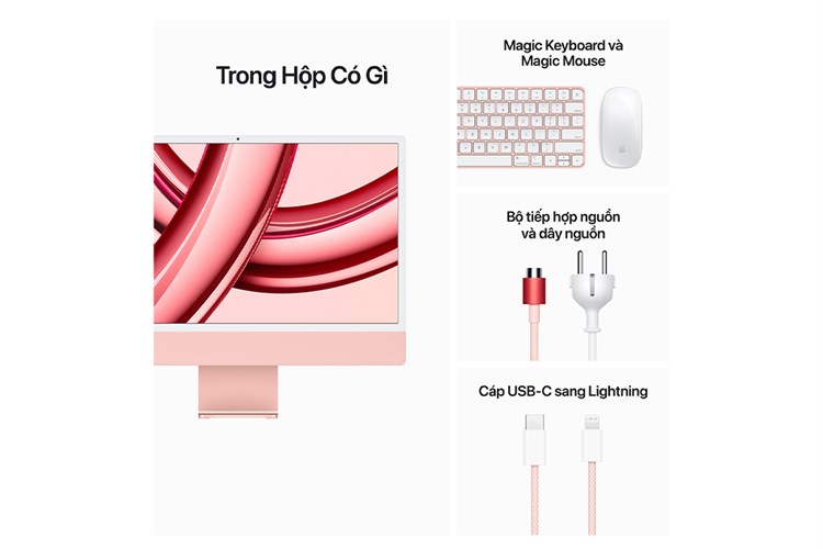 iMac 24 inch 4.5K M3 8GB/512GB Màu Hồng