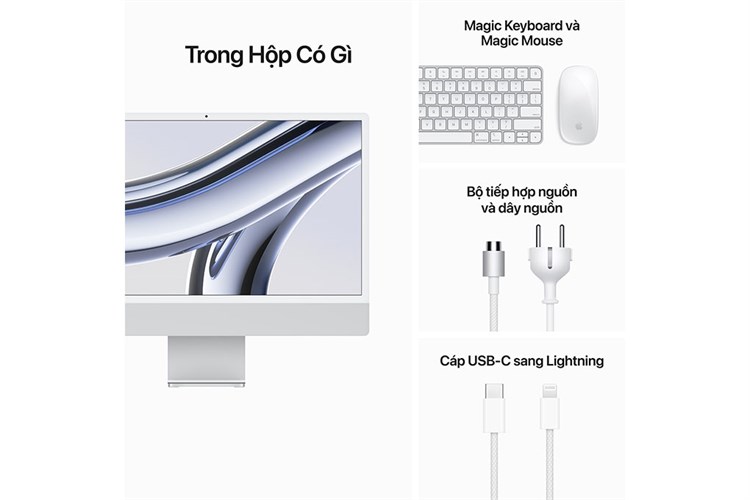 iMac 24 inch 4.5K M3 8GB/512GB Màu Bạc