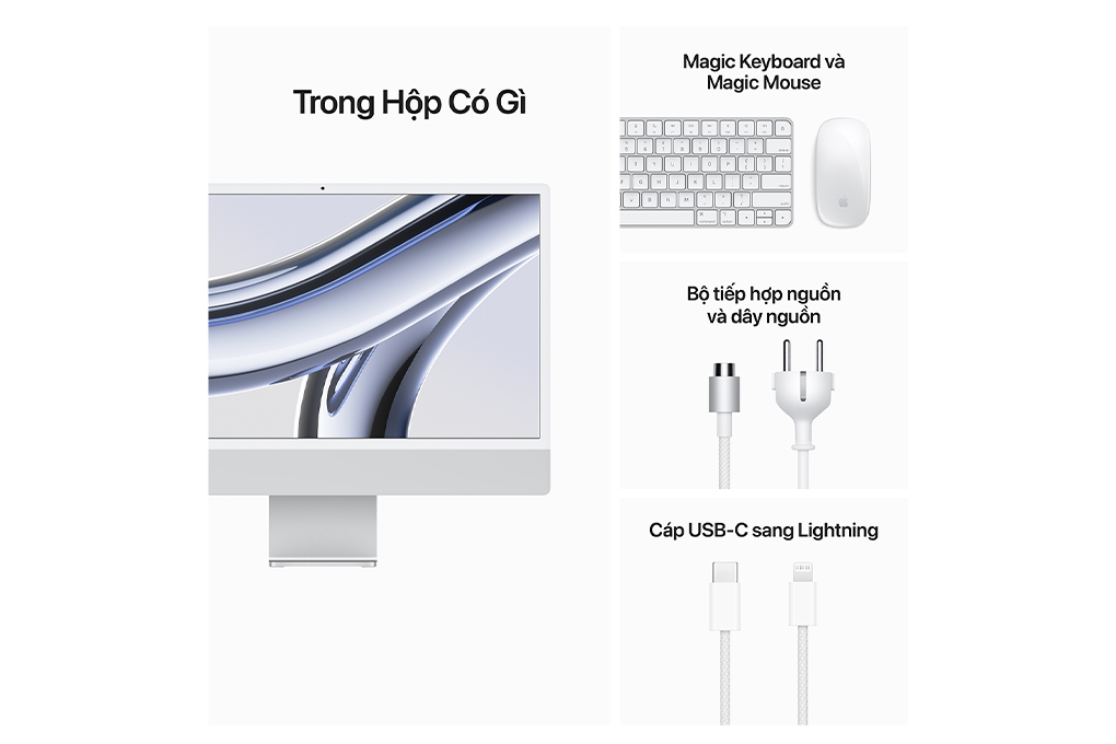 iMac 24 inch 4.5K M3 16GB/256GB Màu Bạc