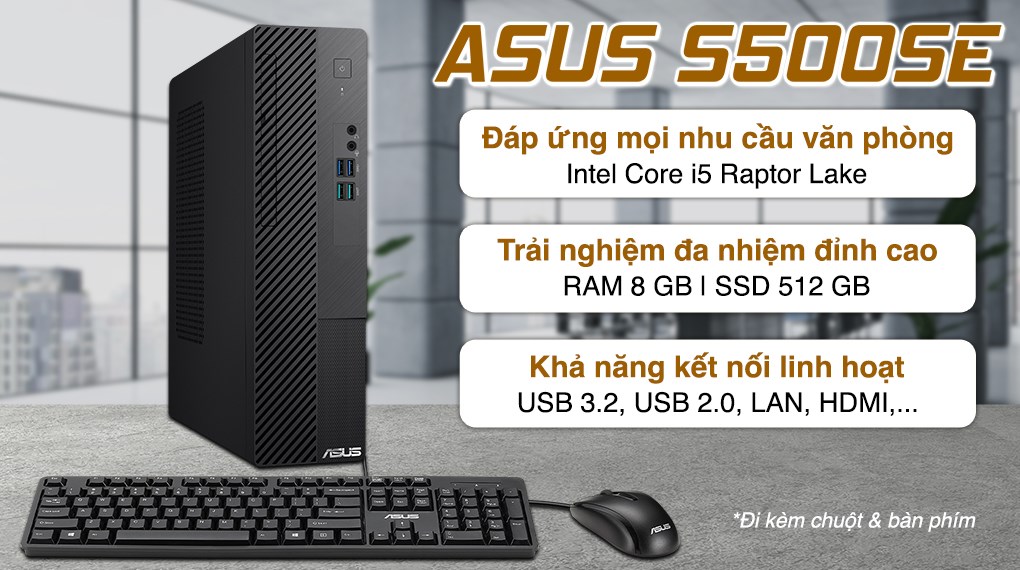 ASUS S500SE i5 13500/8GB/512GB/Bàn Phím/Chuột/Win11 (S500SE-513500008W)